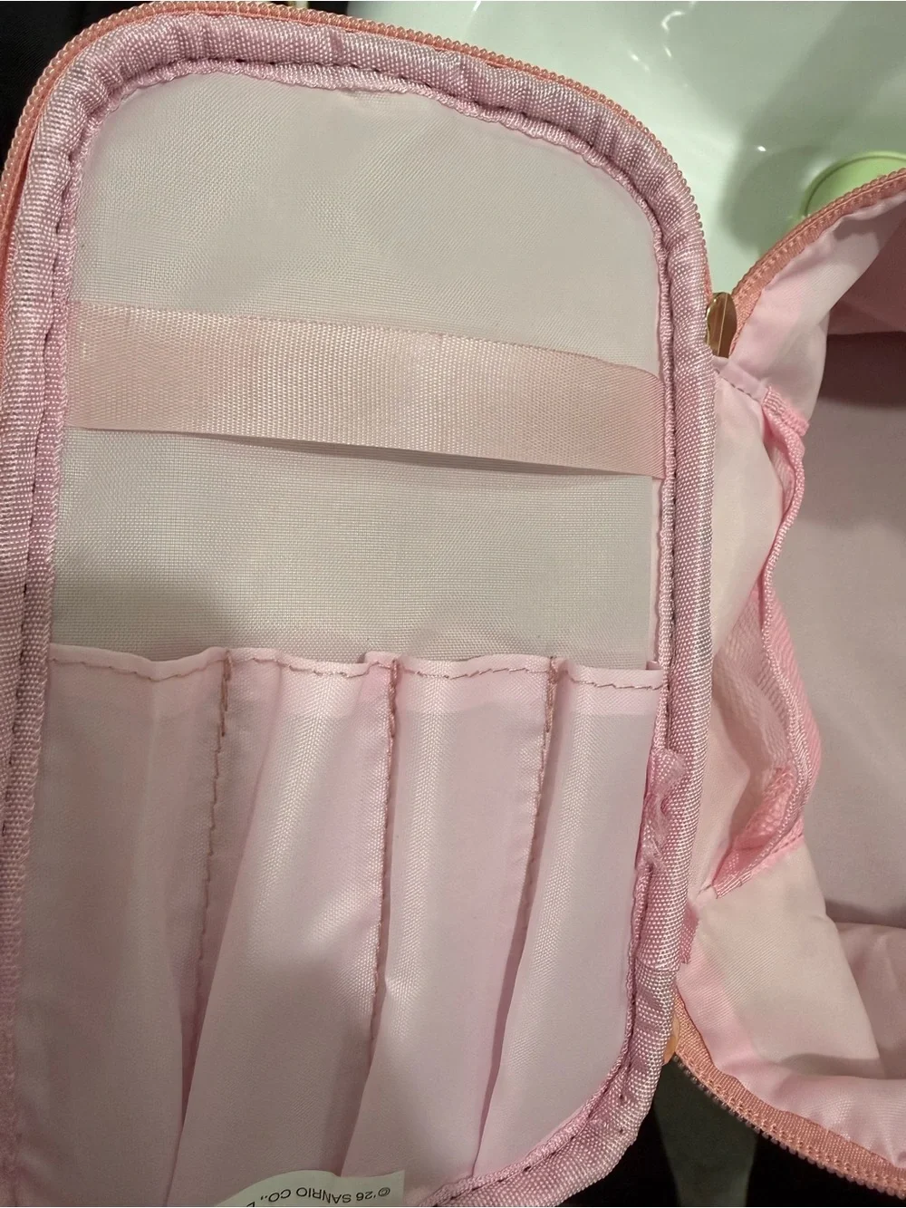 Hello Kitty Pink Cosmetic Pouch with Red Bow Accents